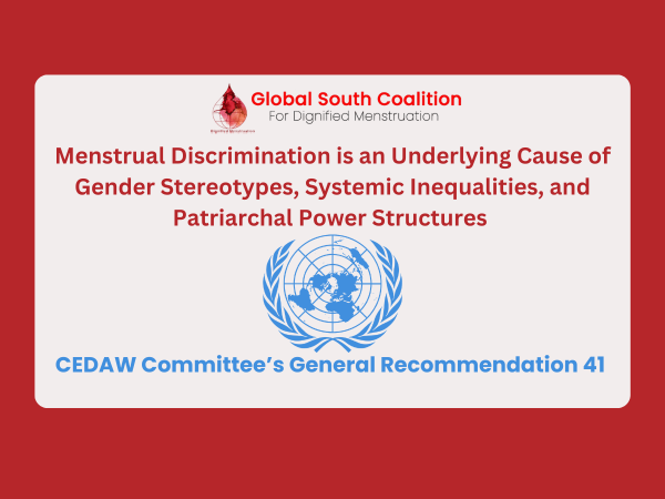 CEDAW GR 41 : Menstrual Discrimination is an Underlying Cause of Gender Stereotypes, Systemic Inequalities, and Patriarchal Power Structures