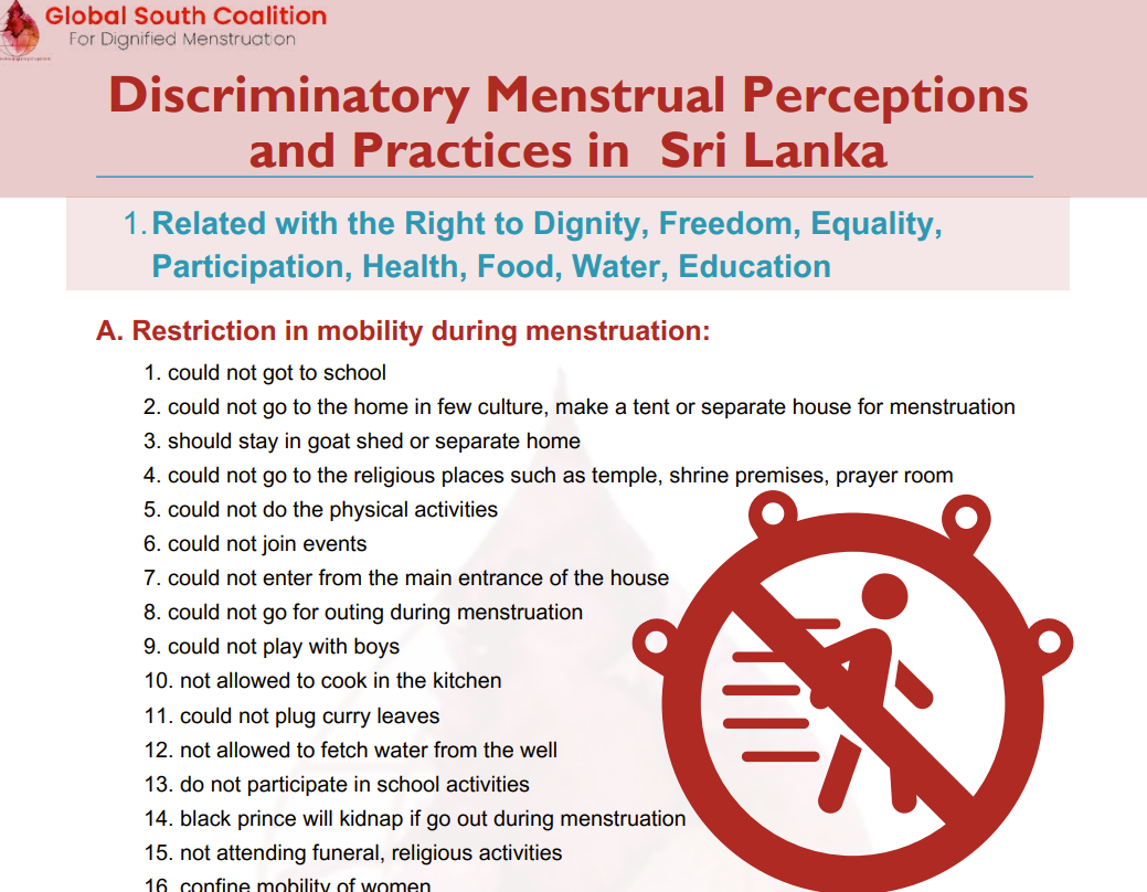 Discriminatory Menstrual Perceptions and Practices in Sri Lanka